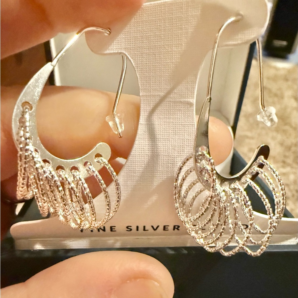 Silver plated dangle earrings